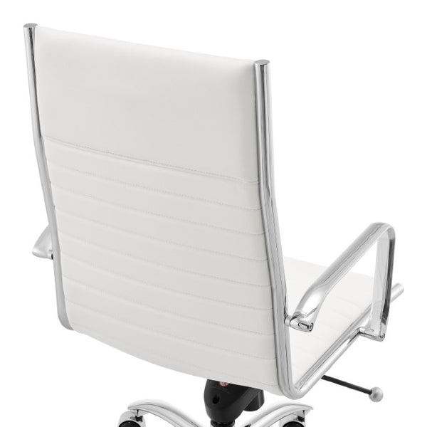 EuroStyle Dirk Ergonomic High Back Office Chair White Leatherette Bungee Seat Chrome Base 50008-WHT