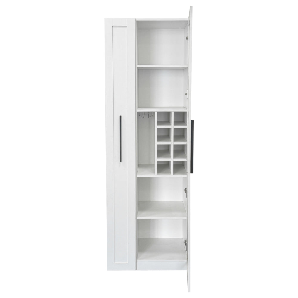 English Elm Kitchen Pantry Cabinet - Versatile Pull-Out Storage Shelf With Glass Doors For Farmhouse Charm & Organization W331S00189