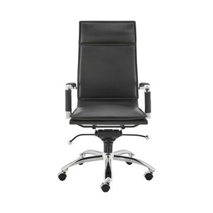 EuroStyle Gunar Pro Executive Leatherette Chair with Chrome Base and Adjustable Knee Tilt Black 25 D x 23 W x 45.5 H 50010-BLK