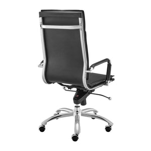 EuroStyle Gunar Pro Executive Leatherette Chair with Chrome Base and Adjustable Knee Tilt Black 25 D x 23 W x 45.5 H 50010-BLK