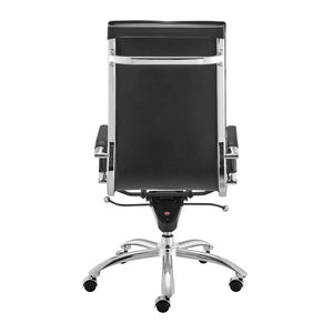 EuroStyle Gunar Pro Executive Leatherette Chair with Chrome Base and Adjustable Knee Tilt Black 25 D x 23 W x 45.5 H 50010-BLK