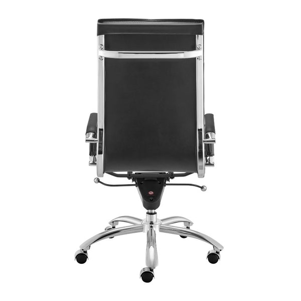EuroStyle Gunar Pro Executive Leatherette Chair with Chrome Base and Adjustable Knee Tilt Black 25 D x 23 W x 45.5 H 50010-BLK