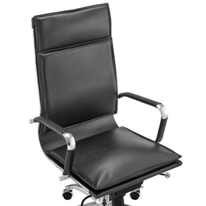 EuroStyle Gunar Pro Executive Leatherette Chair with Chrome Base and Adjustable Knee Tilt Black 25 D x 23 W x 45.5 H 50010-BLK