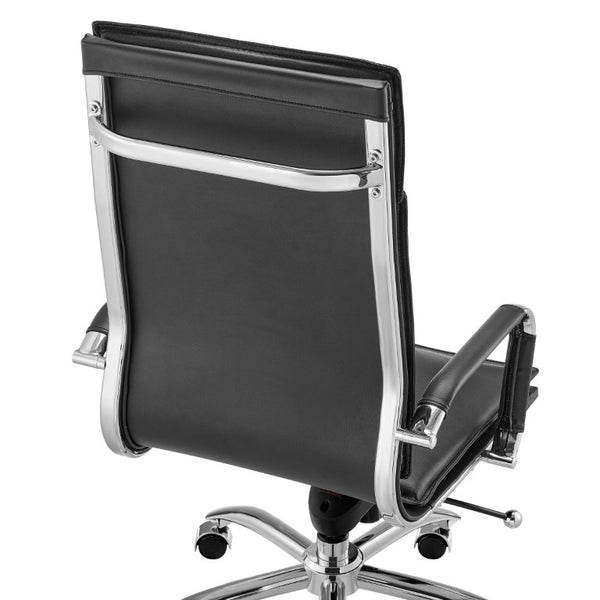 EuroStyle Gunar Pro Executive Leatherette Chair with Chrome Base and Adjustable Knee Tilt Black 25 D x 23 W x 45.5 H 50010-BLK