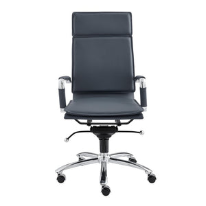 EuroStyle Gunar Pro Executive Leatherette Chair with Chrome Base and Adjustable Knee Tilt Blue 25 D x 23 W x 45.5 H 50010-BLU