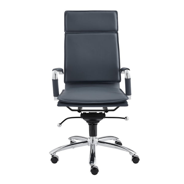 EuroStyle Gunar Pro Executive Leatherette Chair with Chrome Base and Adjustable Knee Tilt Blue 25 D x 23 W x 45.5 H 50010-BLU