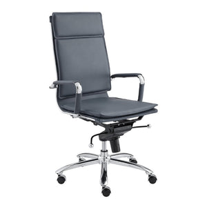 EuroStyle Gunar Pro Executive Leatherette Chair with Chrome Base and Adjustable Knee Tilt Blue 25 D x 23 W x 45.5 H 50010-BLU