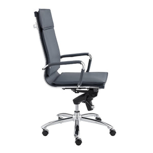 EuroStyle Gunar Pro Executive Leatherette Chair with Chrome Base and Adjustable Knee Tilt Blue 25 D x 23 W x 45.5 H 50010-BLU