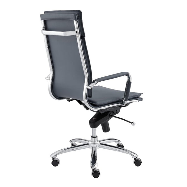 EuroStyle Gunar Pro Executive Leatherette Chair with Chrome Base and Adjustable Knee Tilt Blue 25 D x 23 W x 45.5 H 50010-BLU