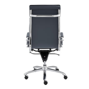 EuroStyle Gunar Pro Executive Leatherette Chair with Chrome Base and Adjustable Knee Tilt Blue 25 D x 23 W x 45.5 H 50010-BLU