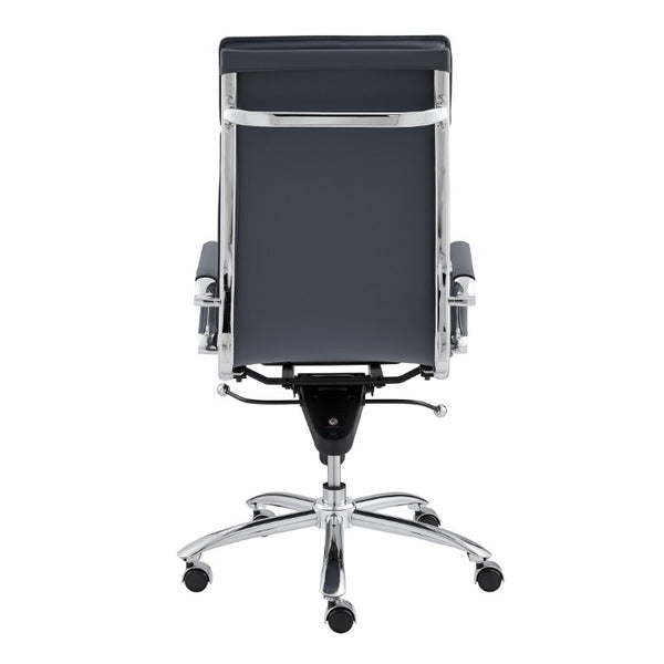 EuroStyle Gunar Pro Executive Leatherette Chair with Chrome Base and Adjustable Knee Tilt Blue 25 D x 23 W x 45.5 H 50010-BLU
