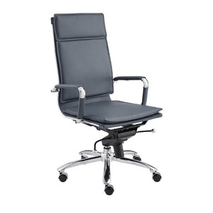 EuroStyle Gunar Pro Executive Leatherette Chair with Chrome Base and Adjustable Knee Tilt Blue 25 D x 23 W x 45.5 H 50010-BLU