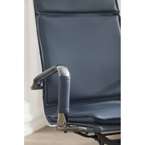 EuroStyle Gunar Pro Executive Leatherette Chair with Chrome Base and Adjustable Knee Tilt Blue 25 D x 23 W x 45.5 H 50010-BLU