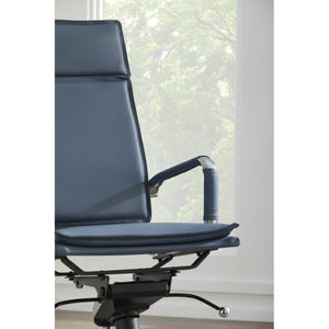 EuroStyle Gunar Pro Executive Leatherette Chair with Chrome Base and Adjustable Knee Tilt Blue 25 D x 23 W x 45.5 H 50010-BLU