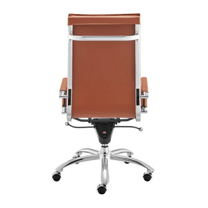 EuroStyle Gunar Pro Executive Leatherette Chair with Chrome Base and Adjustable Knee Tilt Dark Caramel 25 D x 23 W x 45.5 H 50010-DKCRML