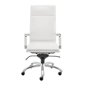 EuroStyle Gunar Pro Executive Leatherette Chair with Chrome Base and Adjustable Knee Tilt White 25 D x 23 W x 45.5 H 50010-WHT