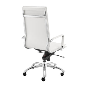 EuroStyle Gunar Pro Executive Leatherette Chair with Chrome Base and Adjustable Knee Tilt White 25 D x 23 W x 45.5 H 50010-WHT