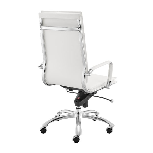 EuroStyle Gunar Pro Executive Leatherette Chair with Chrome Base and Adjustable Knee Tilt White 25 D x 23 W x 45.5 H 50010-WHT
