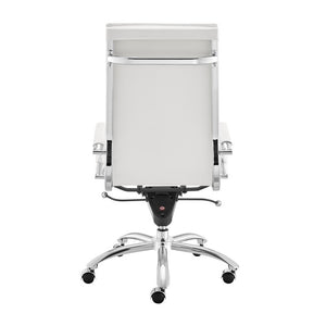 EuroStyle Gunar Pro Executive Leatherette Chair with Chrome Base and Adjustable Knee Tilt White 25 D x 23 W x 45.5 H 50010-WHT