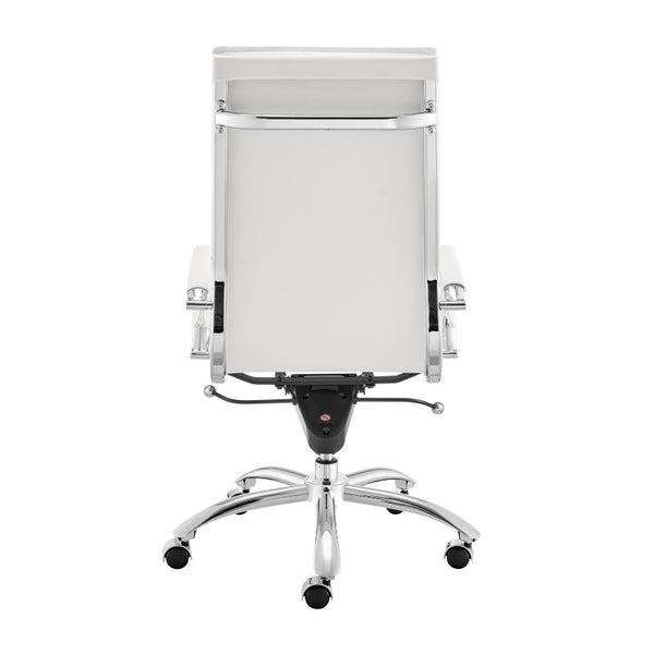 EuroStyle Gunar Pro Executive Leatherette Chair with Chrome Base and Adjustable Knee Tilt White 25 D x 23 W x 45.5 H 50010-WHT