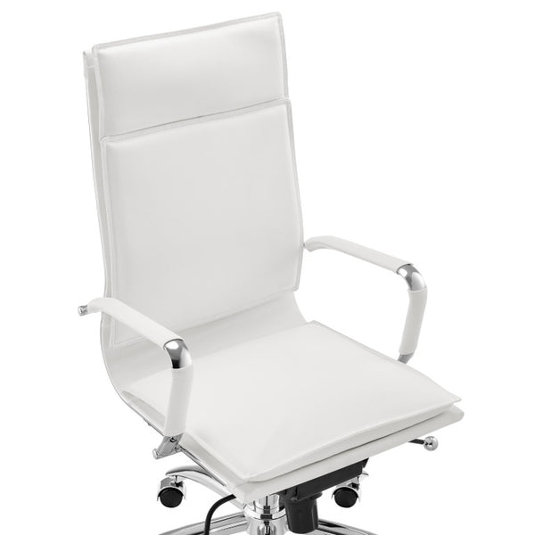 EuroStyle Gunar Pro Executive Leatherette Chair with Chrome Base and Adjustable Knee Tilt White 25 D x 23 W x 45.5 H 50010-WHT