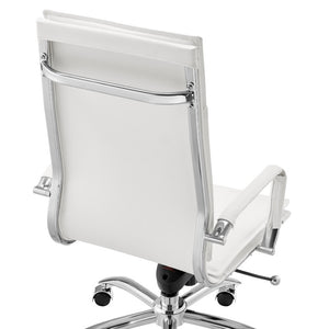 EuroStyle Gunar Pro Executive Leatherette Chair with Chrome Base and Adjustable Knee Tilt White 25 D x 23 W x 45.5 H 50010-WHT