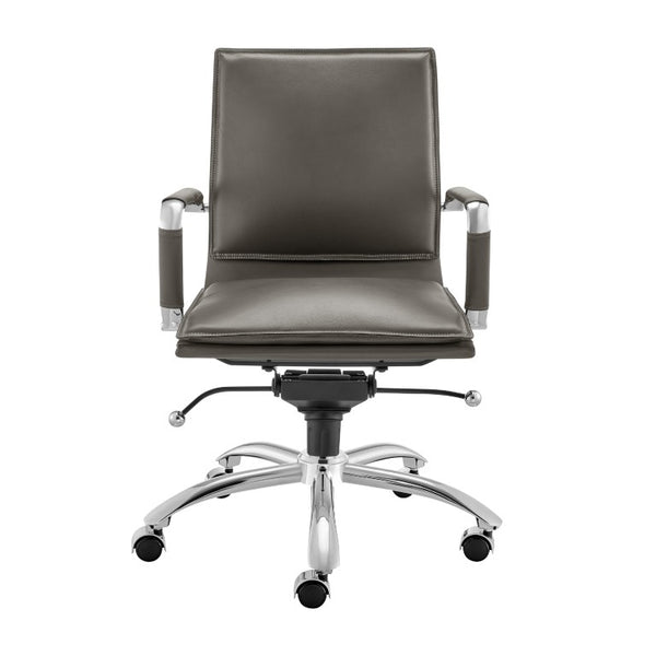 EuroStyle Gunar Pro Leatherette Low Back Task Chair with Chromed Steel Base for Offices Gray 24 D x 23 W x 38.5 H 50012-GRY