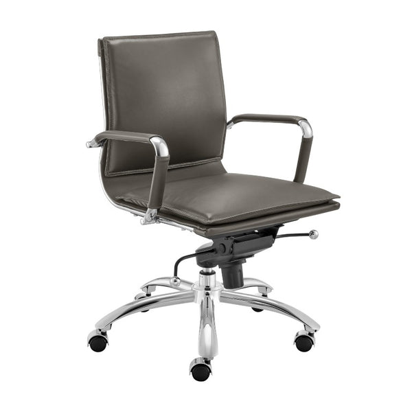 EuroStyle Gunar Pro Leatherette Low Back Task Chair with Chromed Steel Base for Offices Gray 24 D x 23 W x 38.5 H 50012-GRY