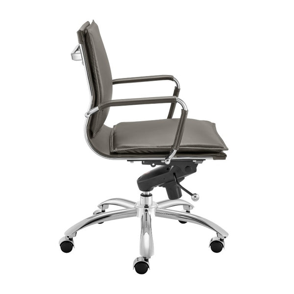 EuroStyle Gunar Pro Leatherette Low Back Task Chair with Chromed Steel Base for Offices Gray 24 D x 23 W x 38.5 H 50012-GRY
