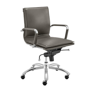 EuroStyle Gunar Pro Leatherette Low Back Task Chair with Chromed Steel Base for Offices Gray 24 D x 23 W x 38.5 H 50012-GRY