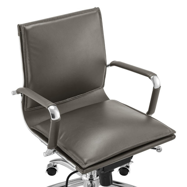 EuroStyle Gunar Pro Leatherette Low Back Task Chair with Chromed Steel Base for Offices Gray 24 D x 23 W x 38.5 H 50012-GRY