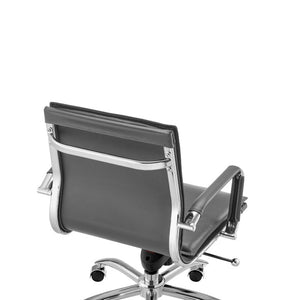 EuroStyle Gunar Pro Leatherette Low Back Task Chair with Chromed Steel Base for Offices Gray 24 D x 23 W x 38.5 H 50012-GRY