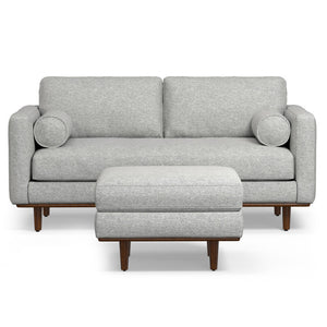 English Elm Morrison Mid-Century 72" Sofa with Ottoman Set — Eco-Friendly Recycled Fabric, Plush Feather Fill, Sturdy Craftsmanship Gray B136P199239