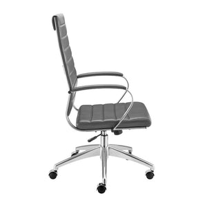 EuroStyle Axel High Back Leatherette Office Chair with Polished Aluminum Base and Lumbar Support Gray 25.5 D x 23 W x 46 H 50020-GRY