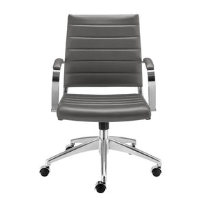 EuroStyle Axel Low Back Leatherette Office Chair with Polished Aluminum Base Executive Seating Gray 24 D x 23 W x 39 H 50022-GRY
