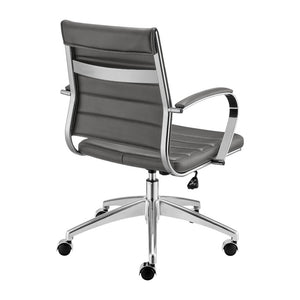 EuroStyle Axel Low Back Leatherette Office Chair with Polished Aluminum Base Executive Seating Gray 24 D x 23 W x 39 H 50022-GRY