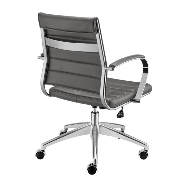 EuroStyle Axel Low Back Leatherette Office Chair with Polished Aluminum Base Executive Seating Gray 24 D x 23 W x 39 H 50022-GRY