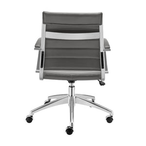 EuroStyle Axel Low Back Leatherette Office Chair with Polished Aluminum Base Executive Seating Gray 24 D x 23 W x 39 H 50022-GRY
