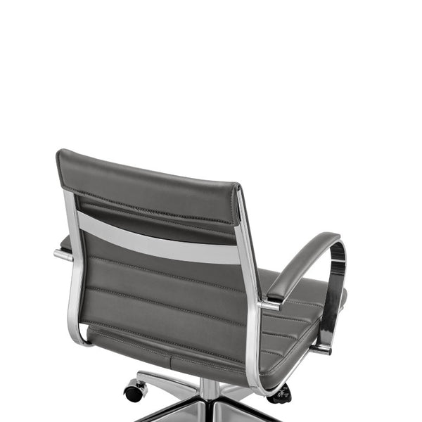 EuroStyle Axel Low Back Leatherette Office Chair with Polished Aluminum Base Executive Seating Gray 24 D x 23 W x 39 H 50022-GRY