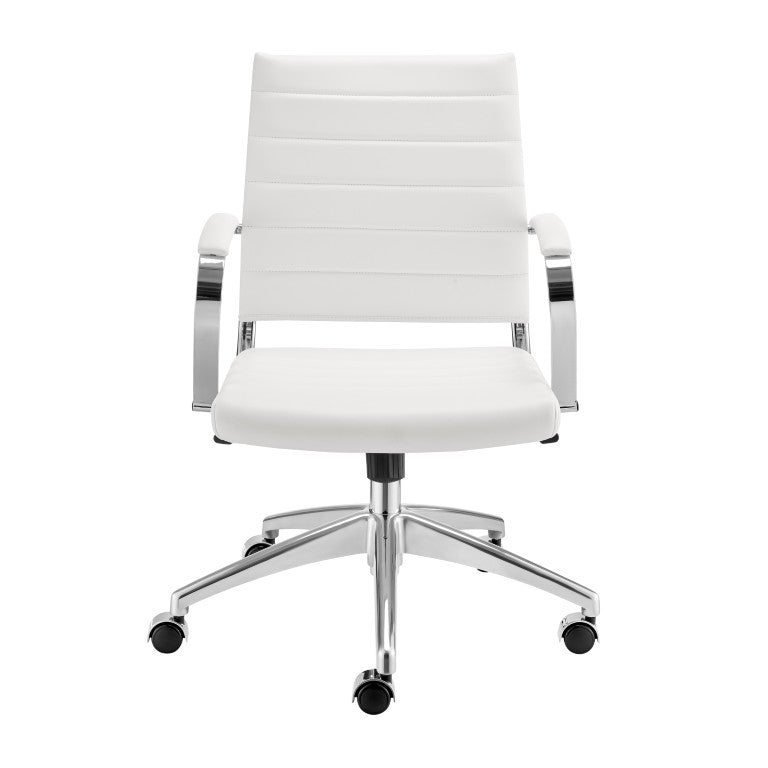 EuroStyle Axel Low Back Leatherette Office Chair with Polished Aluminum Base Executive Seating White 24 D x 23 W x 39 H 50022-WHT