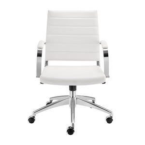 EuroStyle Axel Low Back Leatherette Office Chair with Polished Aluminum Base Executive Seating White 24 D x 23 W x 39 H 50022-WHT
