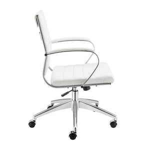 EuroStyle Axel Low Back Leatherette Office Chair with Polished Aluminum Base Executive Seating White 24 D x 23 W x 39 H 50022-WHT