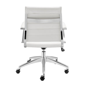 EuroStyle Axel Low Back Leatherette Office Chair with Polished Aluminum Base Executive Seating White 24 D x 23 W x 39 H 50022-WHT