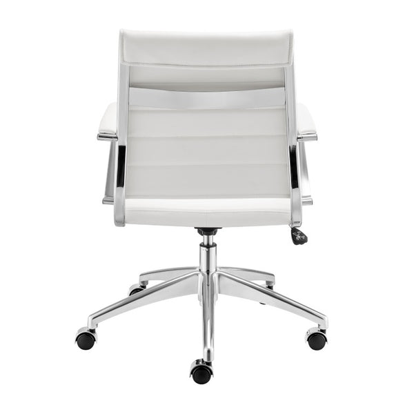 EuroStyle Axel Low Back Leatherette Office Chair with Polished Aluminum Base Executive Seating White 24 D x 23 W x 39 H 50022-WHT