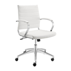 EuroStyle Axel Low Back Leatherette Office Chair with Polished Aluminum Base Executive Seating White 24 D x 23 W x 39 H 50022-WHT