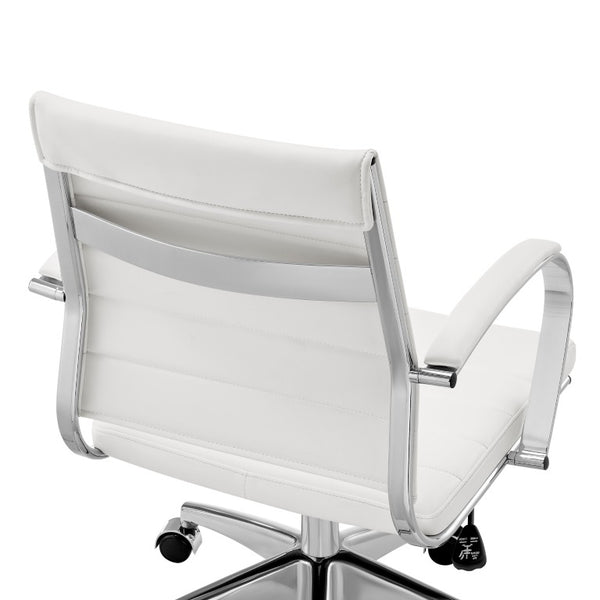 EuroStyle Axel Low Back Leatherette Office Chair with Polished Aluminum Base Executive Seating White 24 D x 23 W x 39 H 50022-WHT
