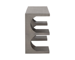 Sunpan Catrine Desk - Handcrafted Mid-Century Modern Design with Unique Curves and Artisan Shelving Elements Grey