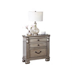 English Elm Classic Bedroom Formal Nightstand Antique Silver Finish 2-Drawers 1 Piece Bedside Table Plywood Furniture