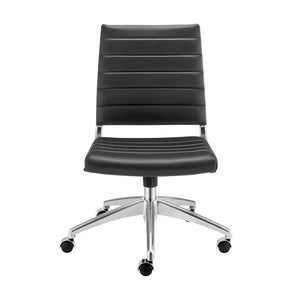 EuroStyle Axel Armless Leatherette Office Chair with Polished Aluminum Base for Modern Workspaces Black 24 D x 19.5 W x 39 H 50026-BLK