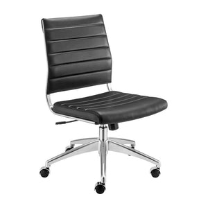 EuroStyle Axel Armless Leatherette Office Chair with Polished Aluminum Base for Modern Workspaces Black 24 D x 19.5 W x 39 H 50026-BLK